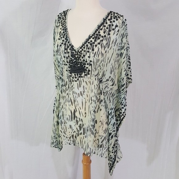 Planet Chiffon Caftan Poncho Tunic Top 10 - Picture 3 of 5